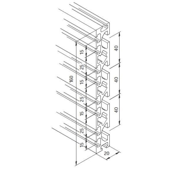 Aluprofil mk 2025.44 - Adapter 160x20