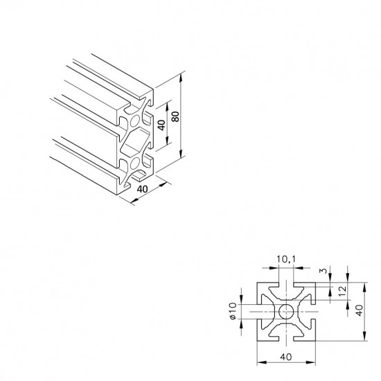 Aluprofil mk 2040.02 - 80x40 Nehéz