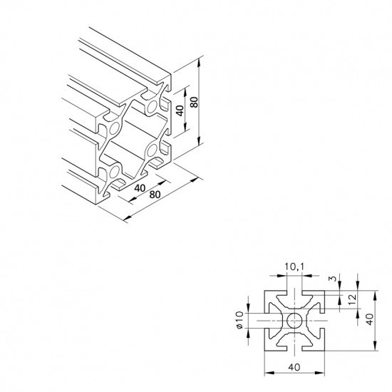 Aluprofil mk 2040.03 - 80x80 Nehéz