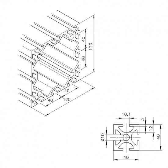 Aluprofil mk 2040.10 - 120x120 Nehéz