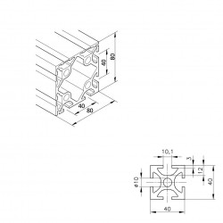 Aluprofil mk 2040.13 - 80x80 Két oldalon zárt - 90