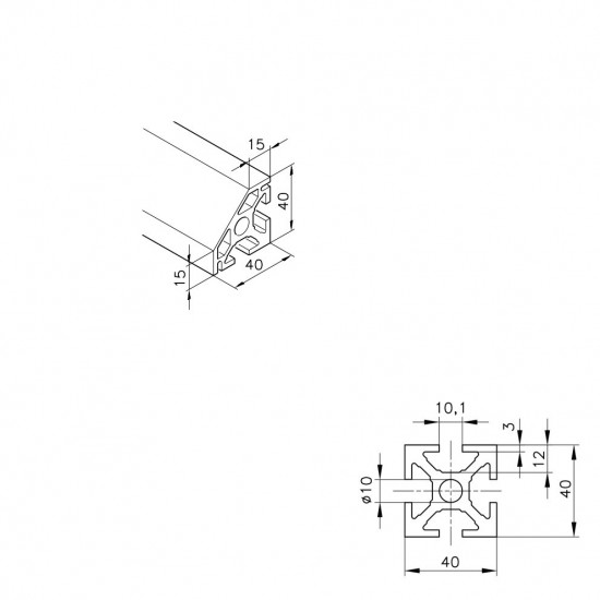 Aluprofil mk 2040.14 - 40x40 - 45