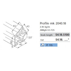 Aluprofil mk 2040.18 - 40x40 - 120 - Utolsó darabok!!