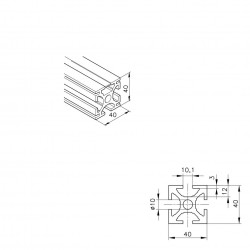 Aluprofil mk 2040.21 - 40x40 Egy oldalon zárt