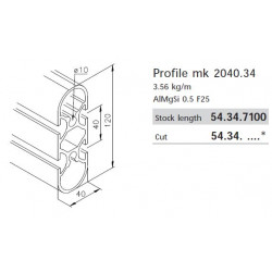 Aluprofil mk 2040.34 - 120x40 Ovális