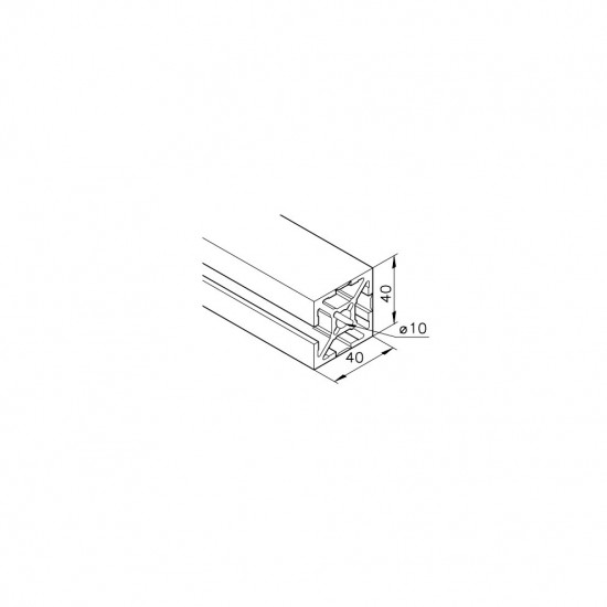 Aluprofil mk 2040.95 - 40x40 Három oldalon zárt - Tisztatéri