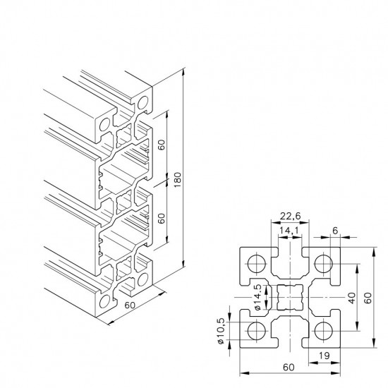 Aluprofil mk 2060.03 - 180x60