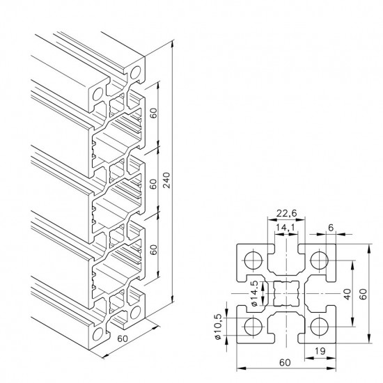 Aluprofil mk 2060.04 - 240x60