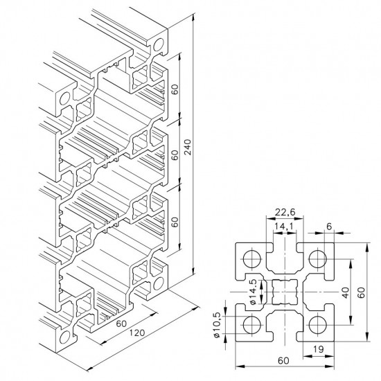 Aluprofil mk 2060.07 - 240x120