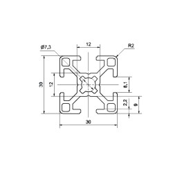 Aluprofil - 30x30-bk