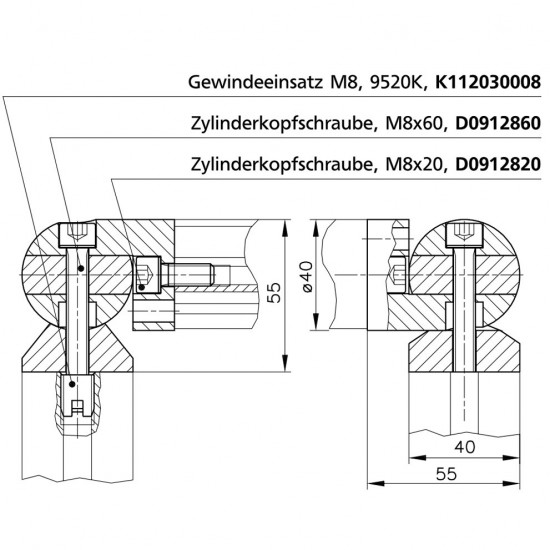 Csuklós korlát elem - 40 / H2