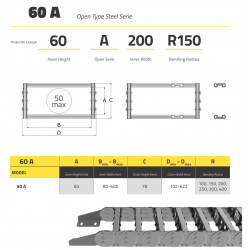 Fém Energialánc - 60x200 - R150 - nyitott