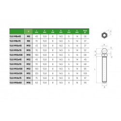 Gépláb Csavar M10x70 A2 (13,8 talphoz)