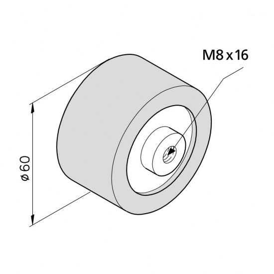 Görgő D=60mm - POM agy