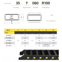 IRK35 Energialánc - 35x40 - R100 - félig zárt - nyitható