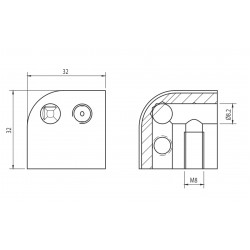 Kockaösszekötő - 32x32-R90-3d - Készlet