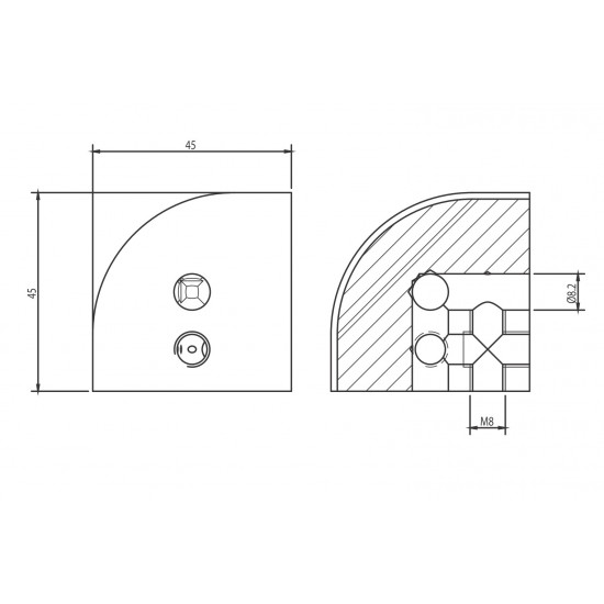 Kockaösszekötő - 45x45-R90-3d - Készlet