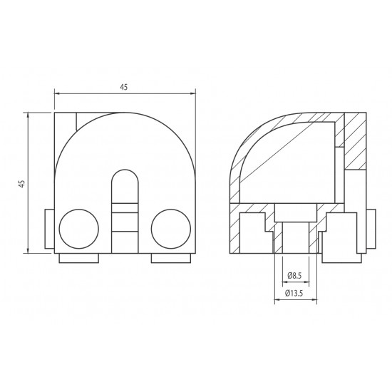 Kockaösszekötő - 45x45-R180-3d - Készlet