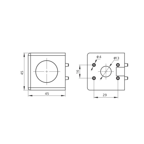 Kockaösszekötő - 45x45 - 2D - V2