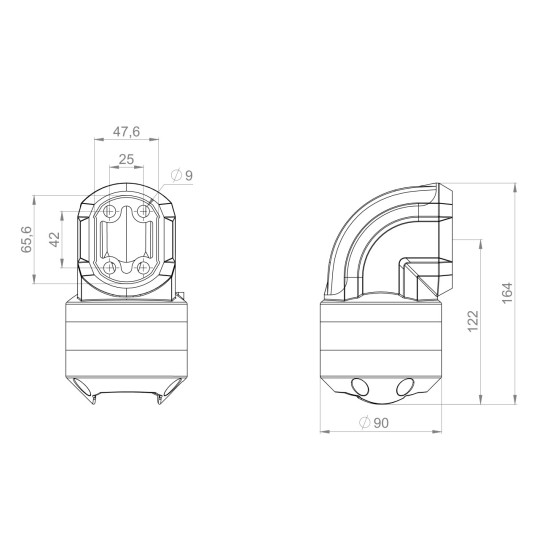 Könyök csukó - 315° Forgatás - RAL 7035