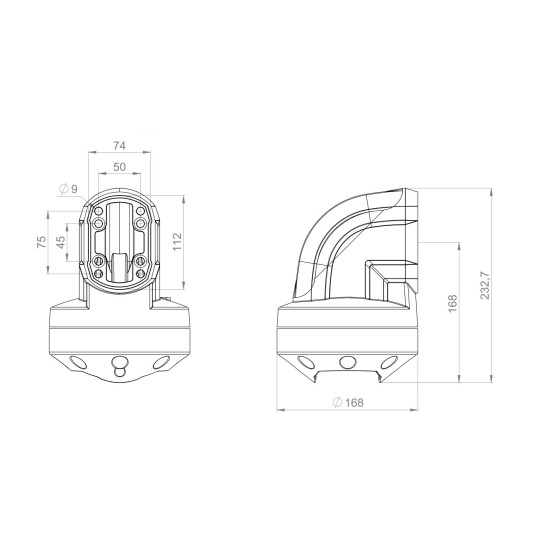 Könyök csukó - 315° Forgatás - RAL 7035