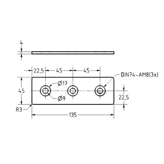 Lemez - 135x45 - Fekete