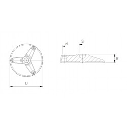 Műanyag gépláb talp d=80mm (13,8) - lefúrható