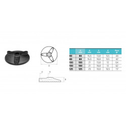 Műanyag gépláb talp d=80mm (18,8) - lefúrható