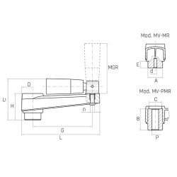 MV/80-MR G80 forgatókar, d4 furat, behajtható forgó markolattal.