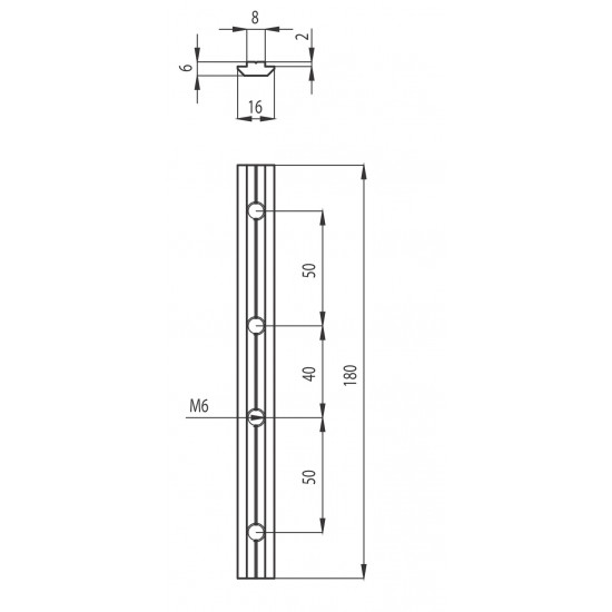 Összekötő elem - m6-L180mm