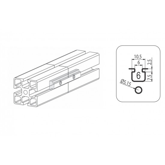 Összekötő elem M6 - L=160mm