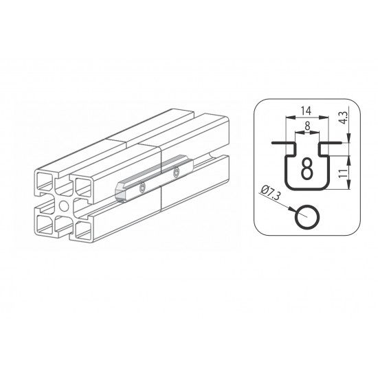 Összekötő elem - M8 - L=90mm V2