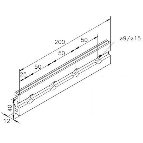 Összekötő profil - 200 x 40