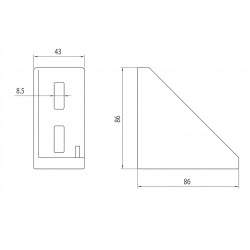 Sarokelem - 86x43 - Alu változat