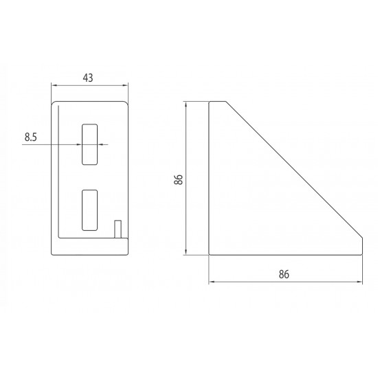 Sarokelem - 86x43 - Alu változat