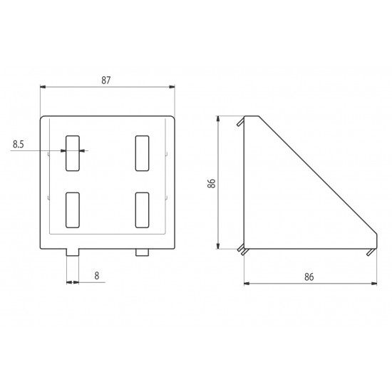 Sarokelem - 86x86 - Alu változat - H8