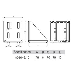 Sarokelem - 80x80 - Alu változat - V2 - 8 - 10 - horonyhoz