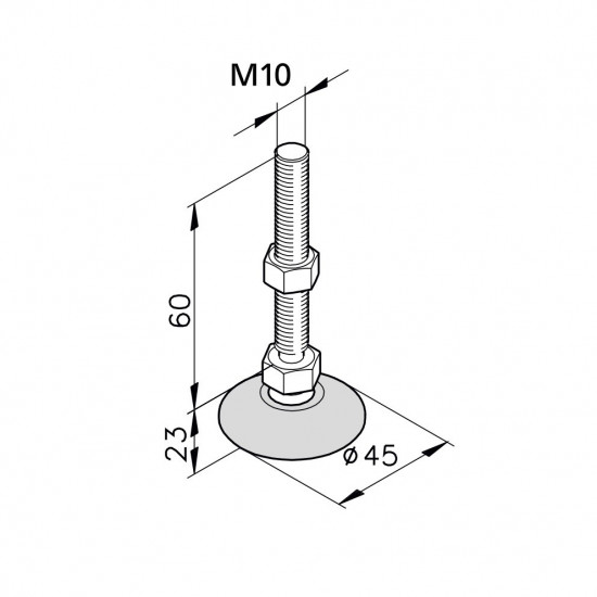 Szintező talp - M10x60 - D39