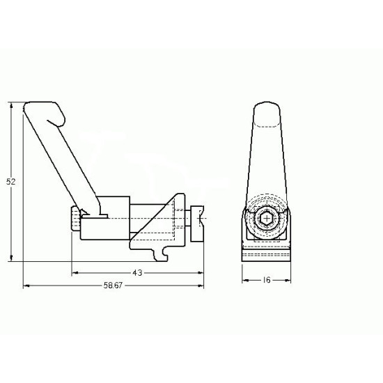 Szorító derékszögű összekötő - 15x15 - Zn - Készlet - Rögzítőkarral