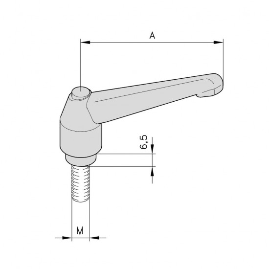Szorító fogantyú M6x25 külső menet - PA
