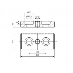 Talplemez - 80x40 - M12
