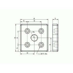 Talplemez -  60x60 - M16 - Fekete