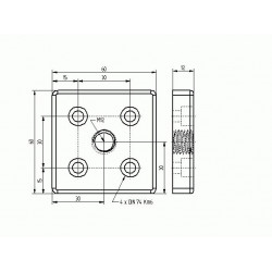 Talplemez -  60x60 - M12 - Fekete