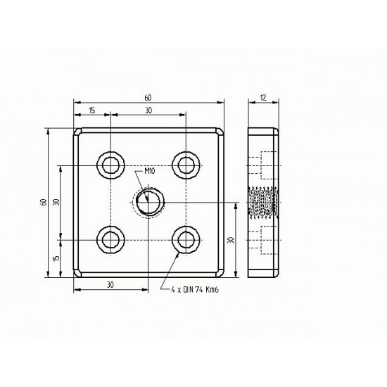 Talplemez - 60x60 - M10 - Fekete