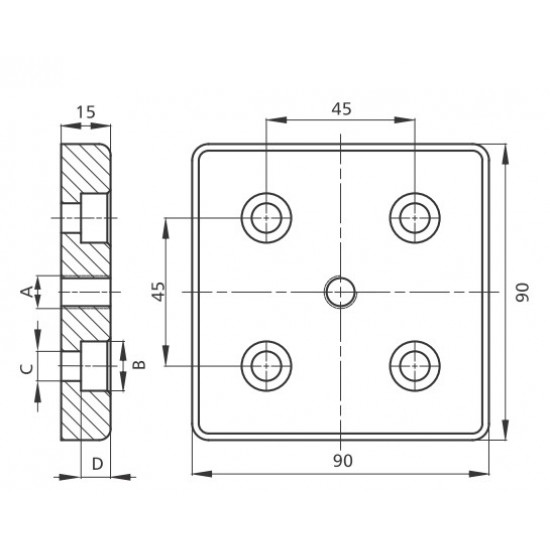 Talplemez - 90x90 - M10 - V2