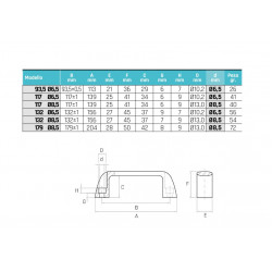 Fogantyú b=117 mm d=6,5 mm szürke