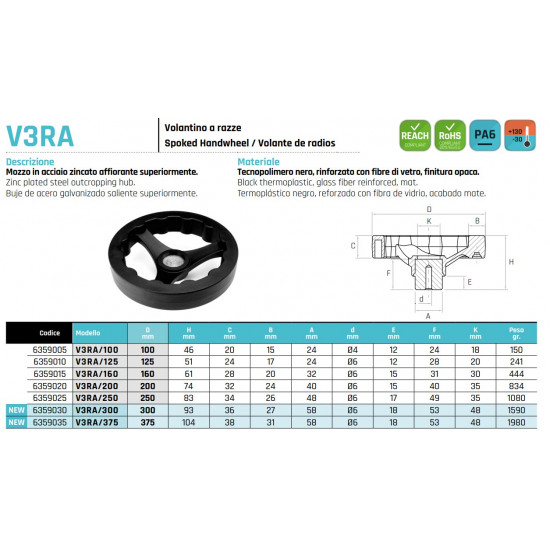 V3RA/160 Három küllős kézikerék - D160