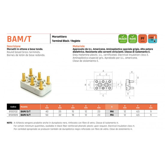 Villanymotor terminál blokk - M4 - BAM/3/T