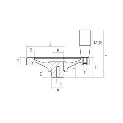 VPR/M D300 teli kézikerék, d6 furat, forgó markolattal, Duroplast.
