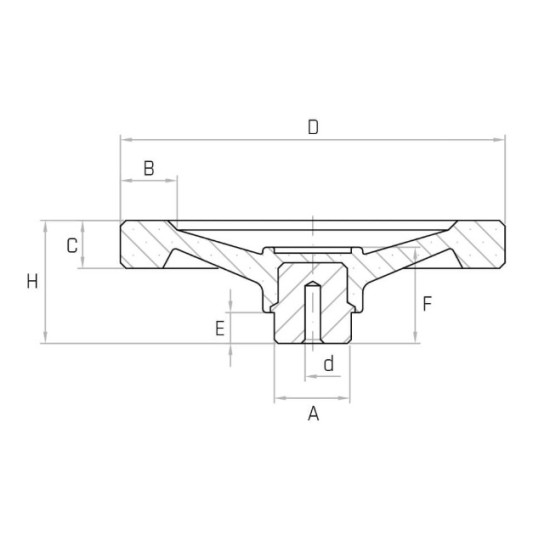 VR2F D200 2-küllős kézikerék, d6mm furattal, Duroplast, markolat nélkül.